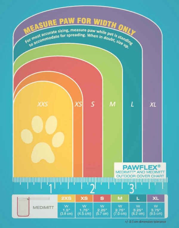 Pawflex medimitt maat tabel