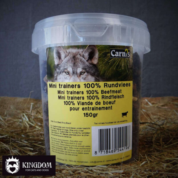 Snack Hond-Kat Carnis mini vleestrainers Rund 150gr