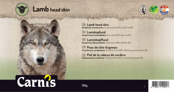 Stevige snack voor Hond Carnis gedroogde Lamskophuid