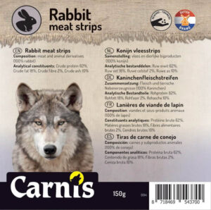 Snack Hond Kat Carnis vlees strips Konijn
