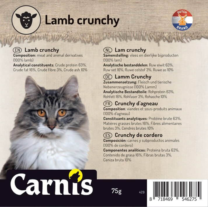 Snack voor Hond & Kat, Carnis mini-trainers gedroogd Lamsvlees crunchy