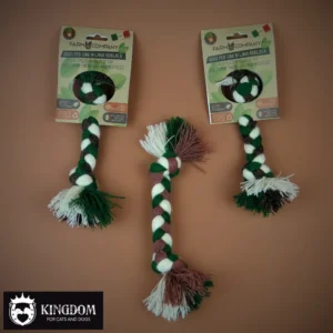 Trektouw flostouw van wollen draadden met 2 knopen.