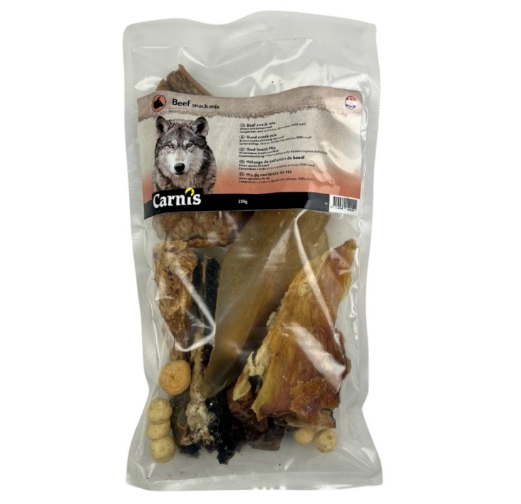 een mix van verschillende soorten rundersnacks