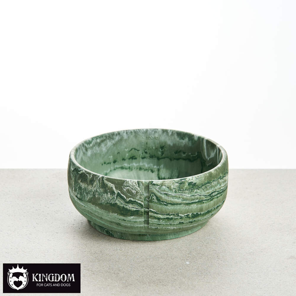 Pino Bowl Medium Classic voerbak. Crocodile Green Marble.