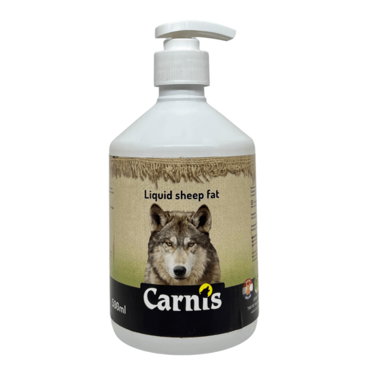 Carnis Vloeibaar Schapenvet voor honden, fles van 500ml met doseerpompje