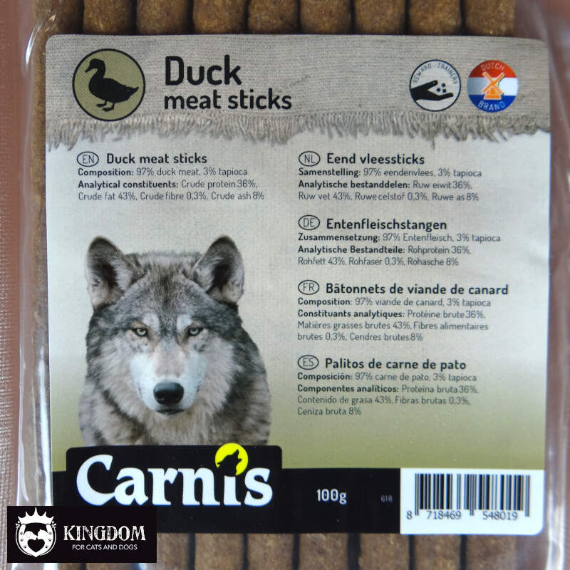 Carnis Vleessticks Eend 100g, smakelijk en puur