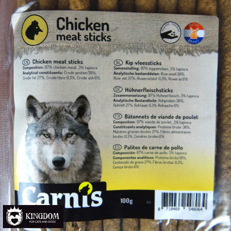 Carnis Vleessticks Kip 100g, vertrouwde smaak