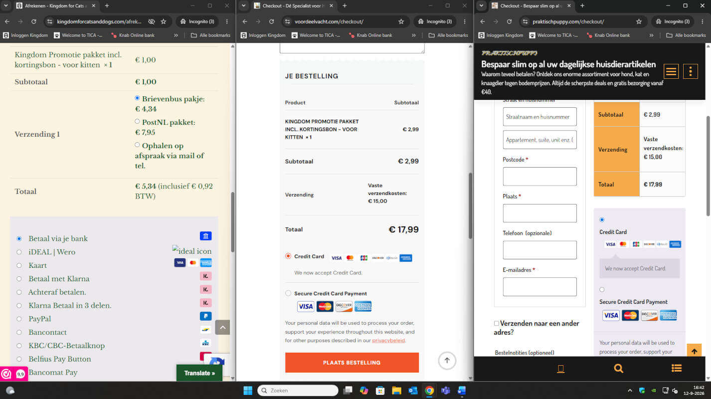screenshot checkout vergelijking